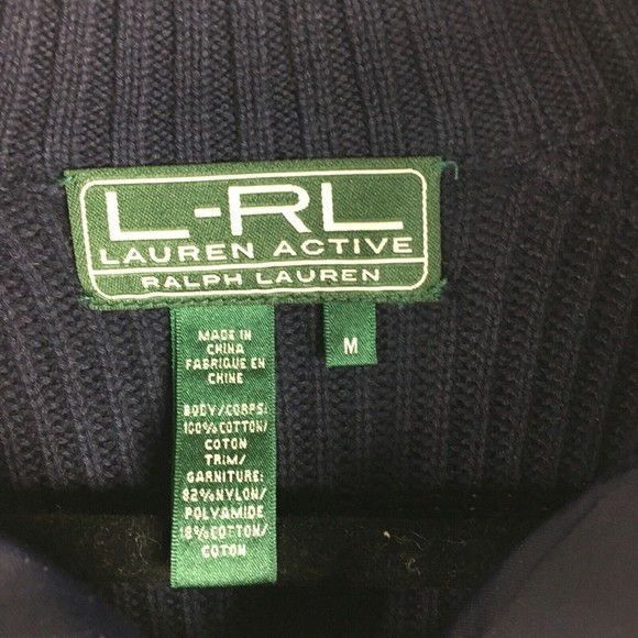 LRL Ralph Lauren Active Womens Navy Ribbed Sweater M Nautical Half Toggle Nwt - Picture 9 of 9